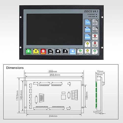 Vista 2 de CNCTOPBAOS Controlador sin conexión CNC de 4 ejes 500KHz DDCSV4.1, PLC de control de movimiento del sistema independiente, control de servomotor