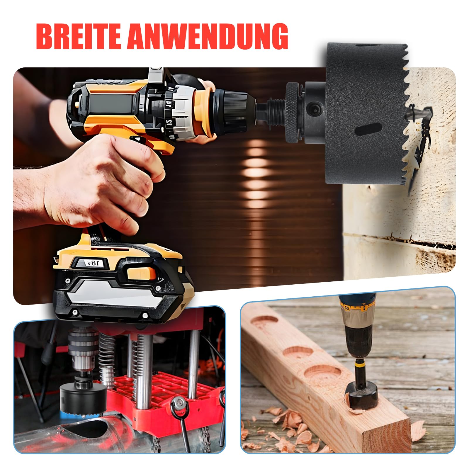Seghe a tazza da 230 mm, bimetallica con attacco SDS-plus e codolo esagonale, corona per legno, rigips, metalli sottili, plastica