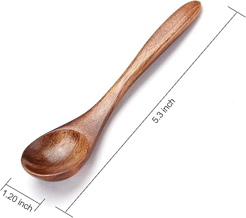 Miniatura 2 de Sevensun Pequeña cucharadita de madera, 6 utensilios de madera para servir para cocinar, condimentos, miel, cucharas para uso diario