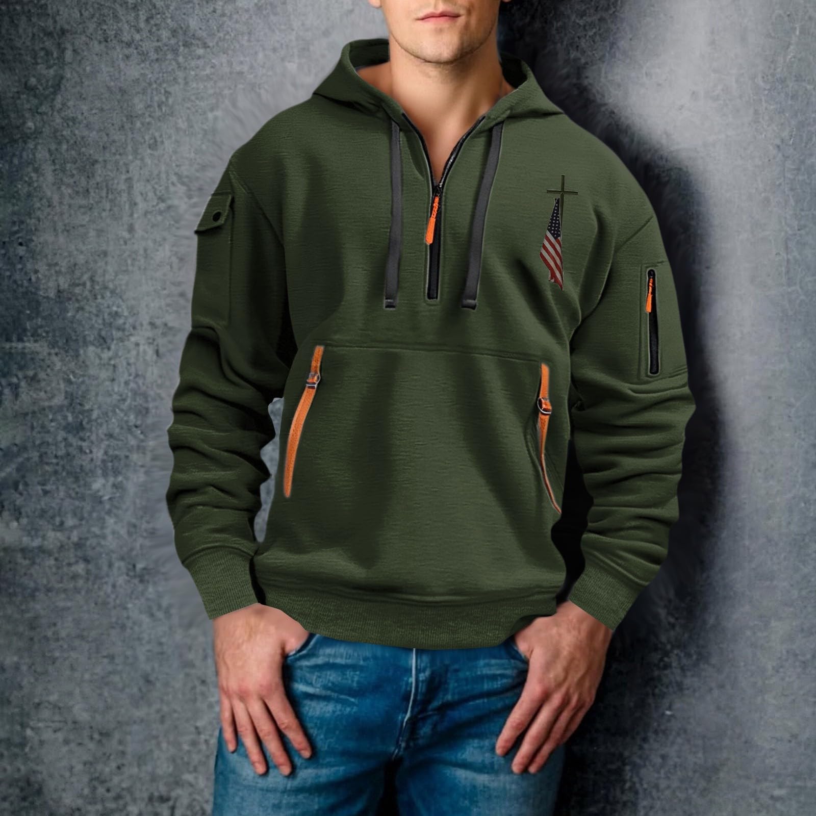 Chaqueta Verano Hombre Sudadera con Capucha Juvenil Y Moderna para Hombre, Ideal Otoño E Invierno, Camiseta Estampada En 3D Flores Dinámicas. Sudaderas De Vestir (Blackish Green, M) Sin