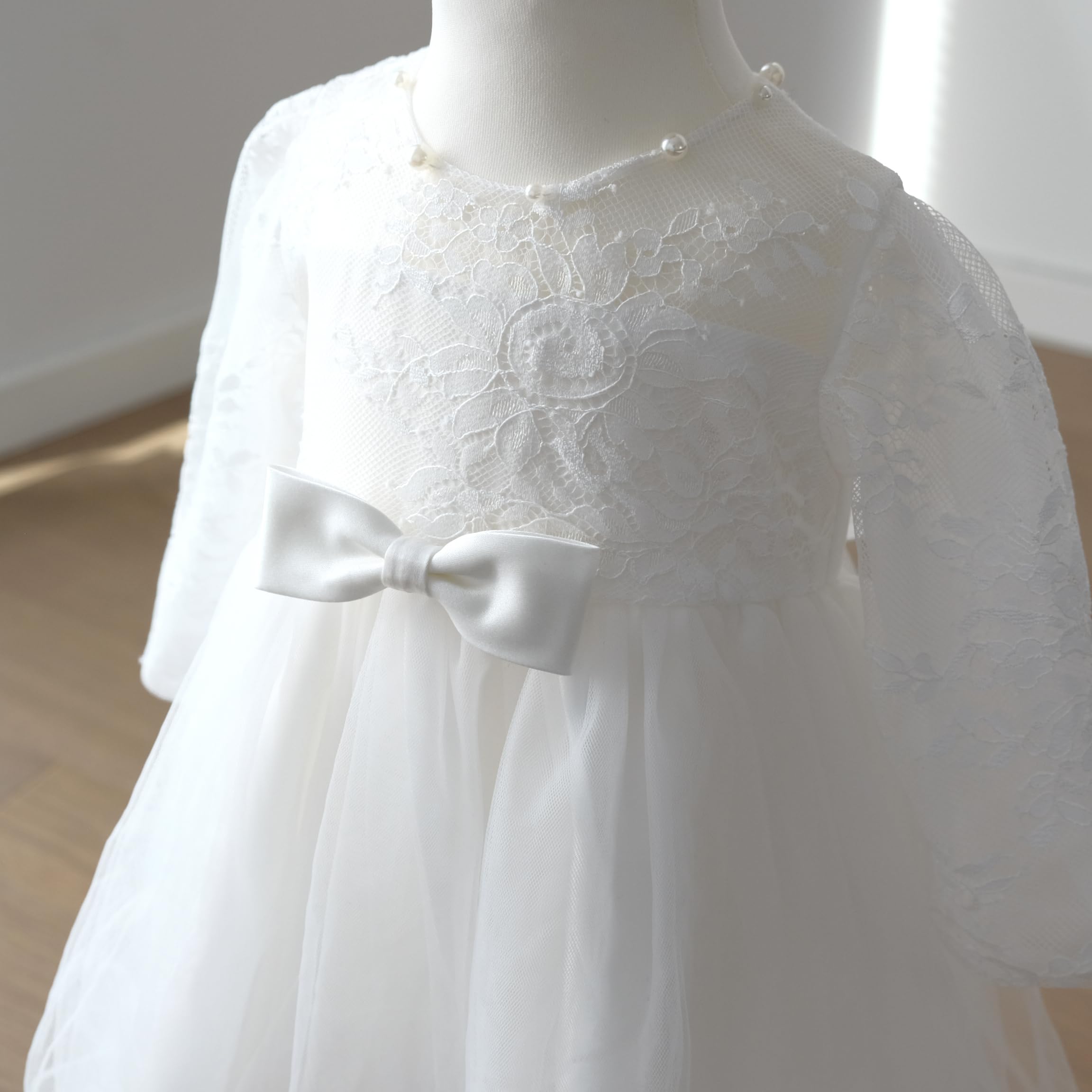 Abito da Battesimo per Bambina in Tulle a Maniche Lunghe M28