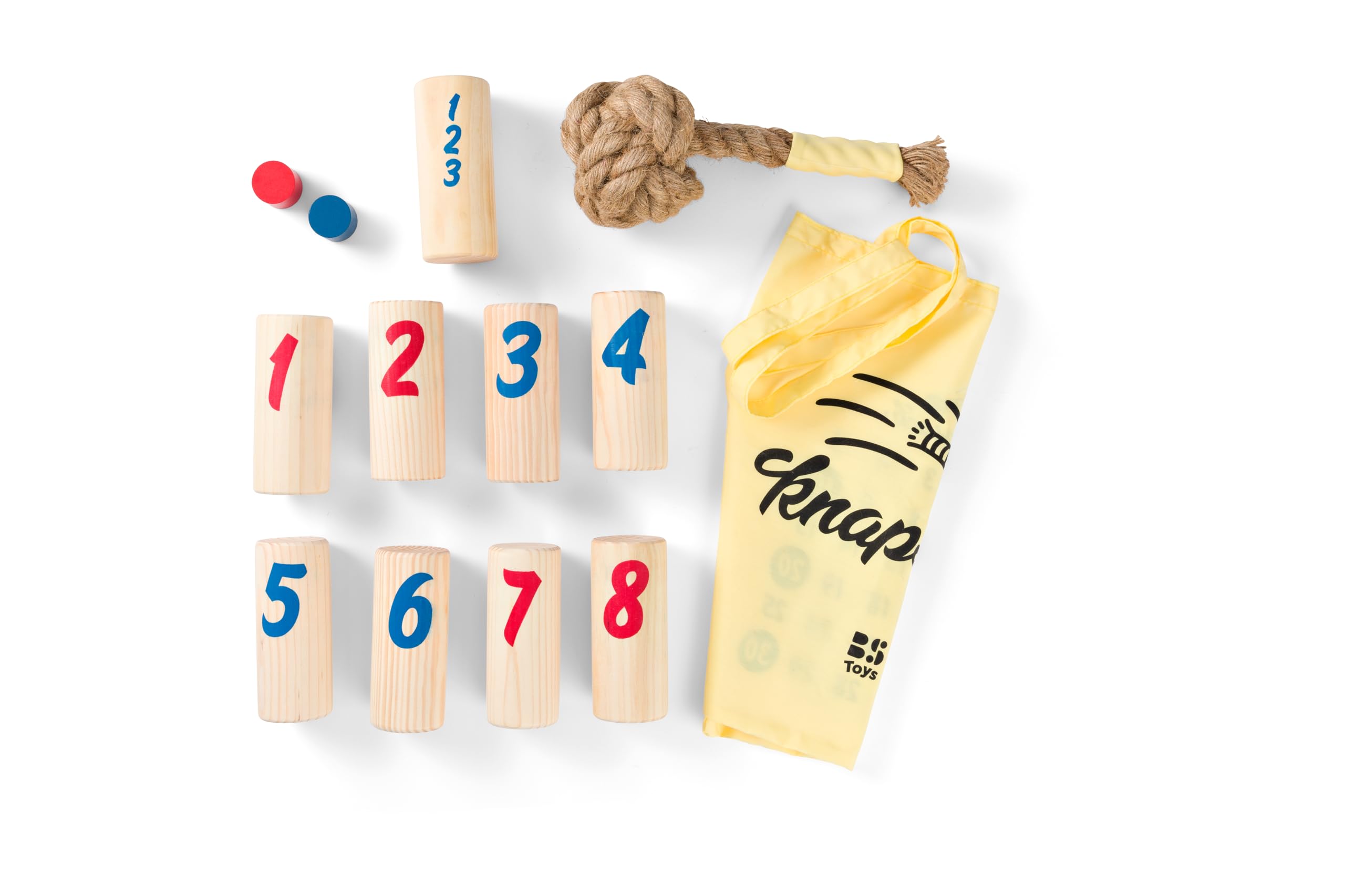BS Toys Knapsack Strategiespiel - 7 Pfosten, 2 Spielsteine & 1 Knoten - 2-6 Spieler - ab 8 Jahren