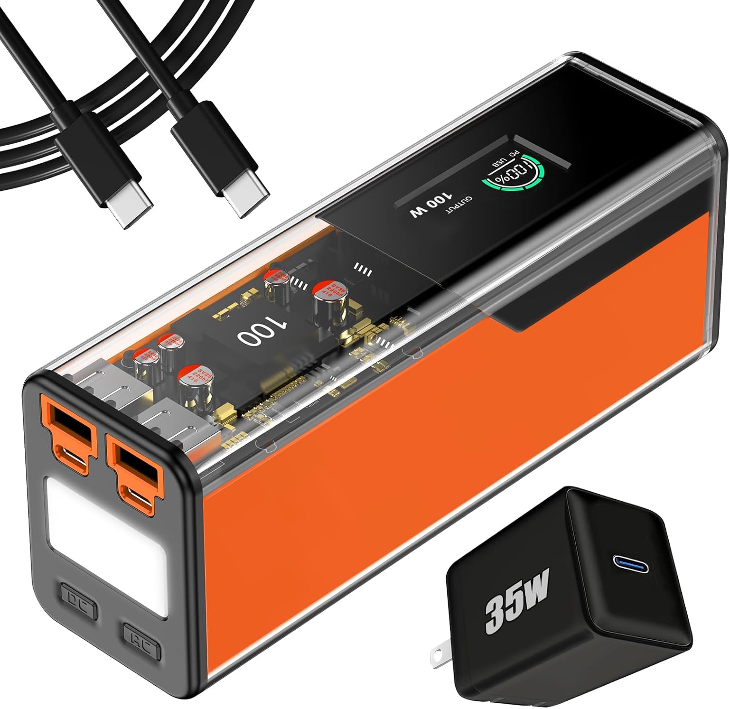 Portable Power Station,100W Power Bank with AC Outlet Power Outage Camping Essentials,Battery Backup Power Supply PD Type C Power Bank Charger for Laptop iPhone, Mini Generator Home Outdoor Emergency