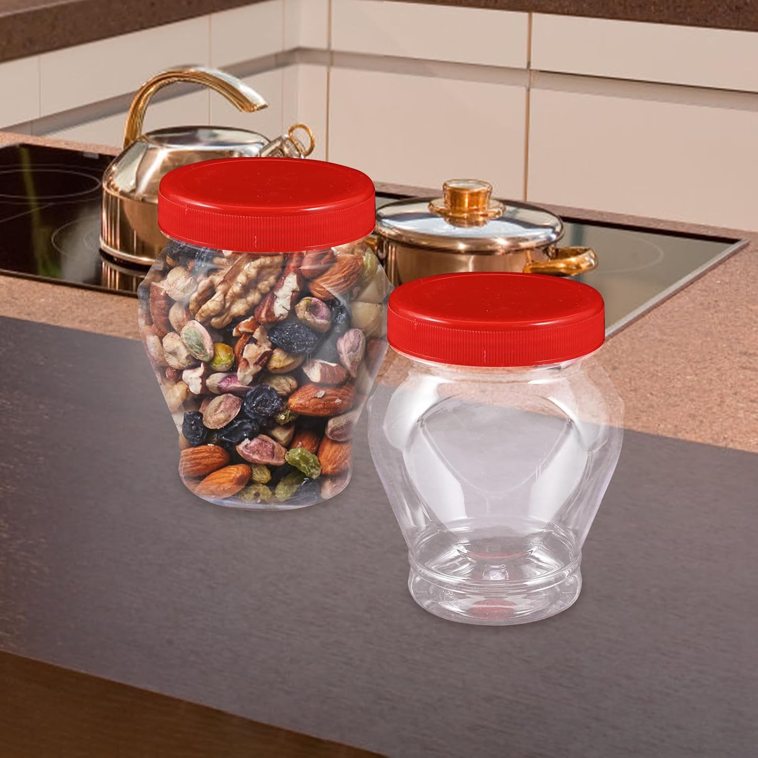 Hemobllo 4pcs Heart-shaped Clear Plastic Storage Containers with Lids for Candy Nuts Snacks and Dried Food Kitchen Organizer Jars for Daily Use image 4