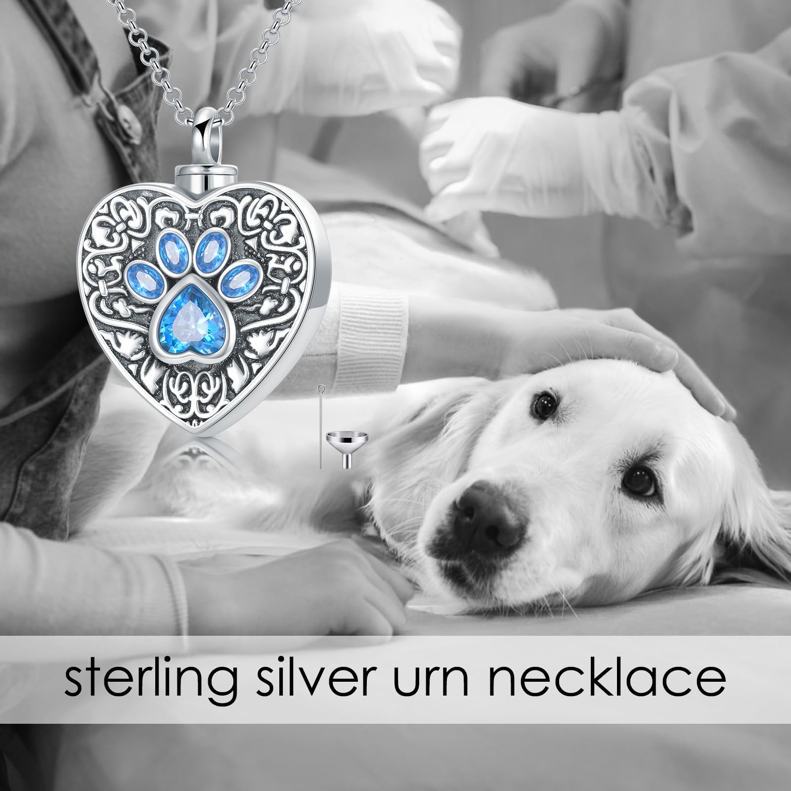 MBSUUH Sterling Silver Urn Necklace for Pets - Keep Your Beloved Dog or Cat Close with Memorial Cremation Jewelry Ashes Pendant Necklaces