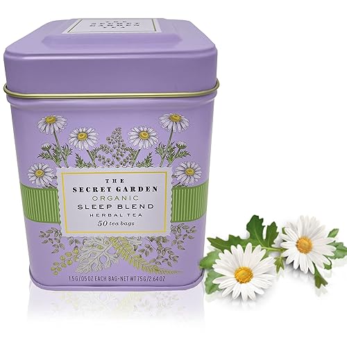 Miniatura 1 de Organic Sleep Blend - Té de hierbas – 50 paquetes – Bolsitas de té de manzanilla, menta, hinojo y tulsi – Certificado USDA 100% sin OMG – Lata de