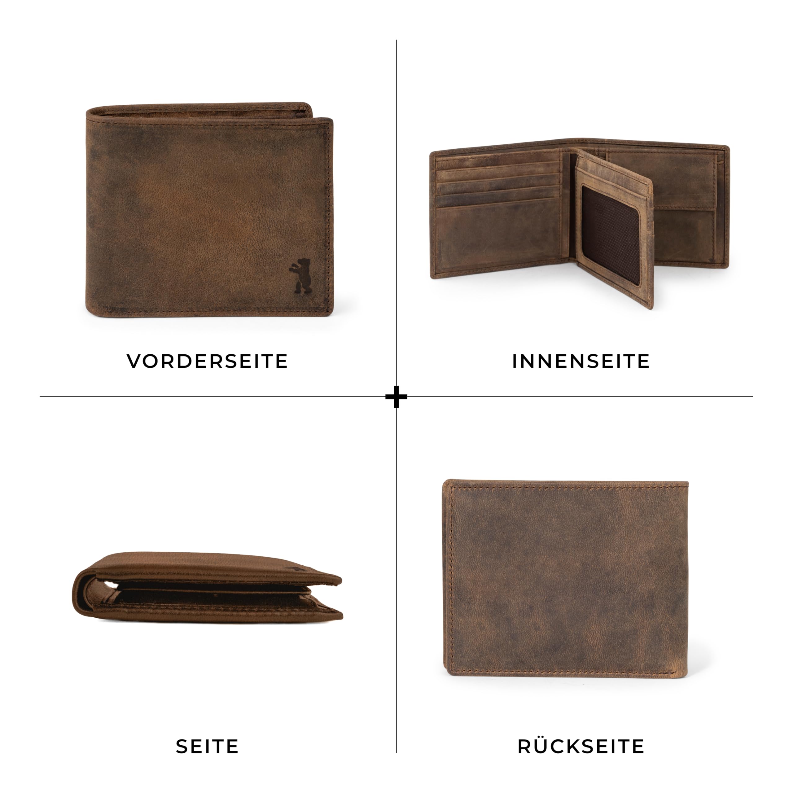 Berliner Bags Vintage Geldbörse, Portmonee aus Leder, Geldbeutel mit TÜV-geprüftem RFID-Schutz, für Herren - Braun