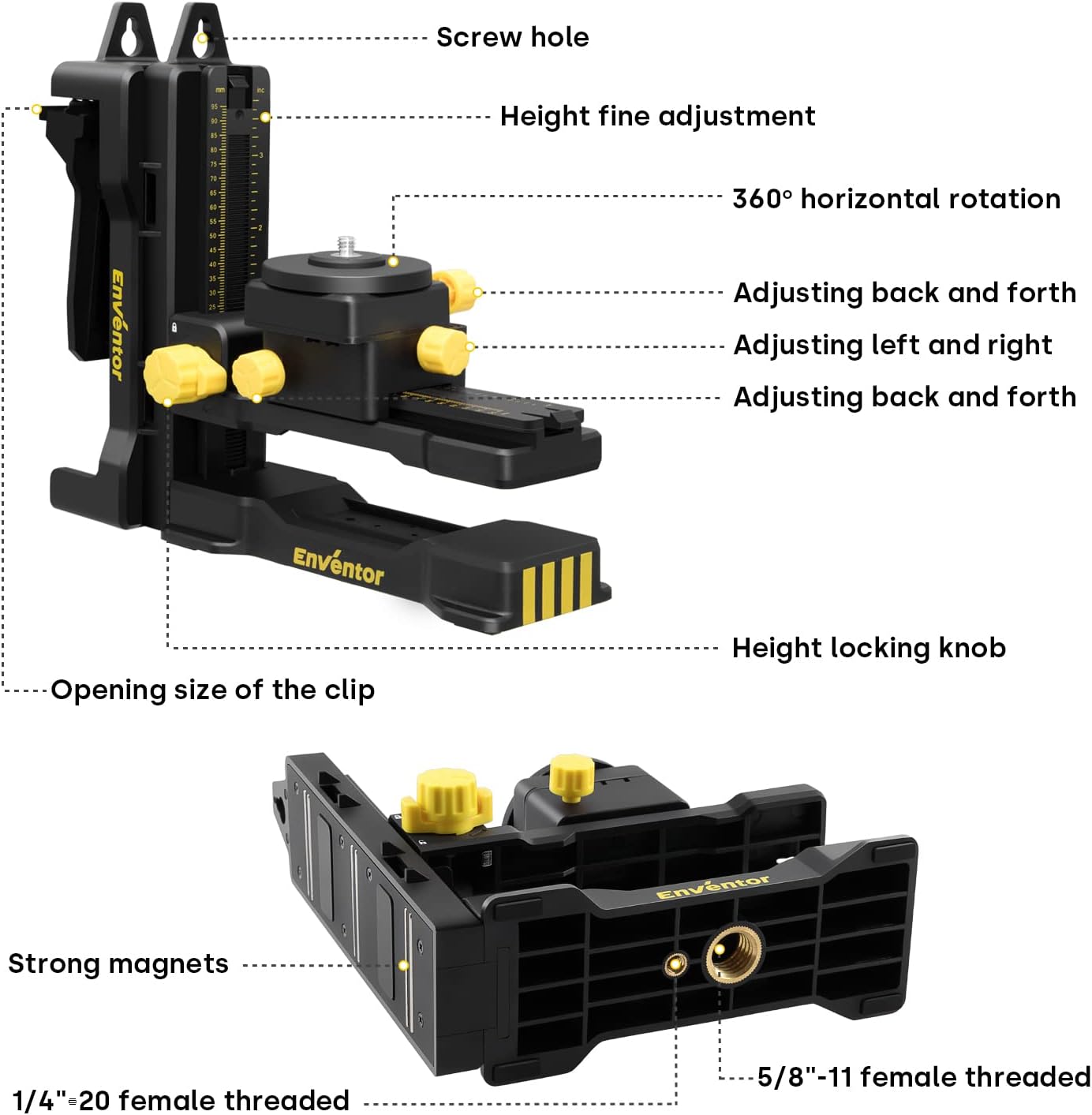 Labeled diagram of ENVENTOR PV11 parts and adjustments