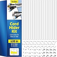 Vista 1 de Kit de ocultador de cable de 630 pulgadas, canaleta de cables pintable, cubiertas de cable para cables en la pared, protector de cable para TV