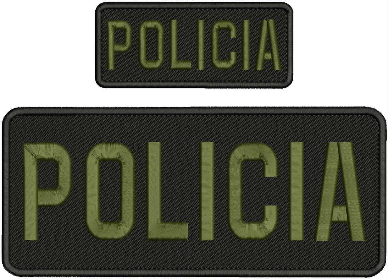 Special Patches for Velcro Patches for Uniform for POLICIA Embroidery Patch 4X10'' and 2X5 Hook ON Back BLK/OD Green Model-Q-X989-465