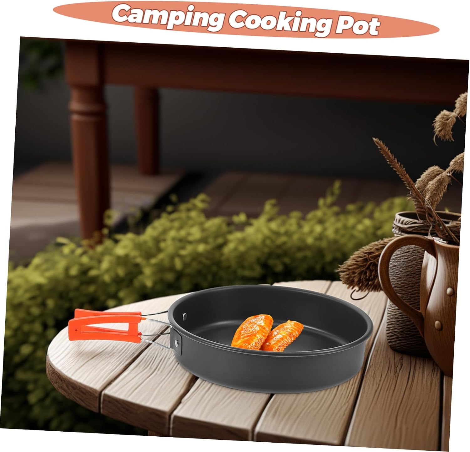 Garneck Camping Cooking Pan Lightweight Nonstick Aluminum Pot Frying Pan Folding Kitchen for Outdoor Adventures