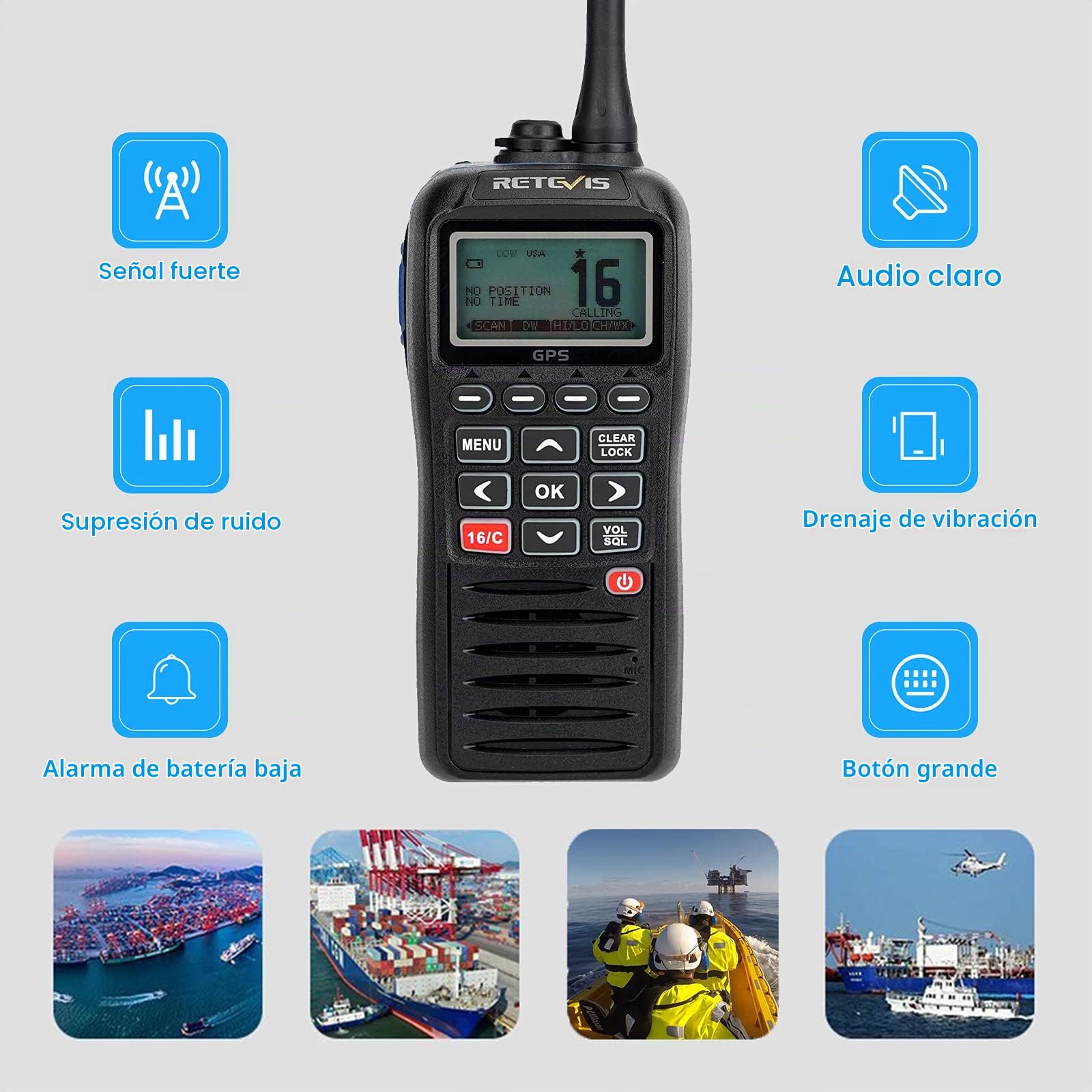 Retevis RM40 Radio VHF Portátil Marina GPS, IP67 Impermeable Marine Radio | IP67 Impermeable, Profesional DSC, Bidireccional Flotante, Transceptor para Rescate, Guardacostas (Negro, 1 Pieza)