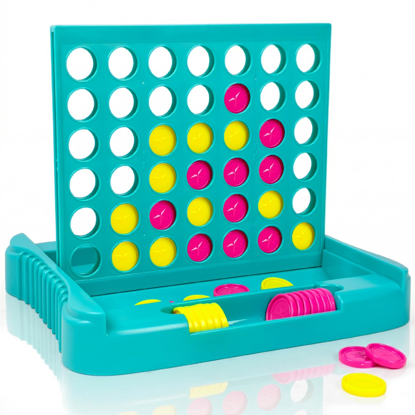 Pup Go 4 in Einer Reihe Groß Strategiespiel,Spielesammlung Klassiker für 2 Spieler,Brettspiele ab 6 Jahren,Perfekt als Partyspiel und für Multiplayer-Spaß,Kinderspiele mit 6 Ersatzchips (Grün)