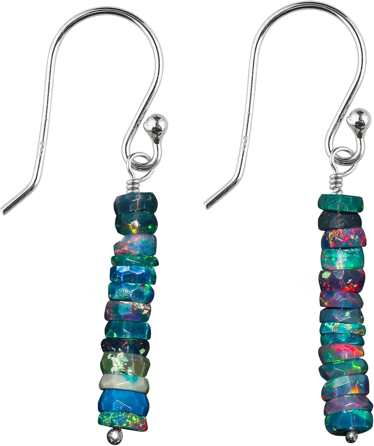 CRYSTALIS Black Opal Dainty Beads Earring Set Jewelry for Women, Natural Beaded Gemstone, Chakra Healing Crystal, Wardrobe Essential Jewelry, 925 Sterling Silver