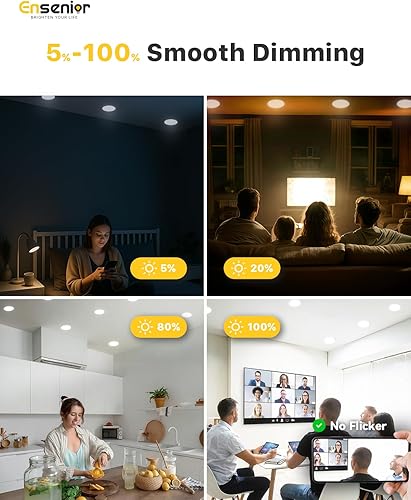 Miniatura 4 de Ensenior Paquete de 12 luces LED empotrables ultrafinas de 6 pulgadas con caja de conexiones, 2700K3000K3500K4000K5000K seleccionable, 12W 110W Eqv,