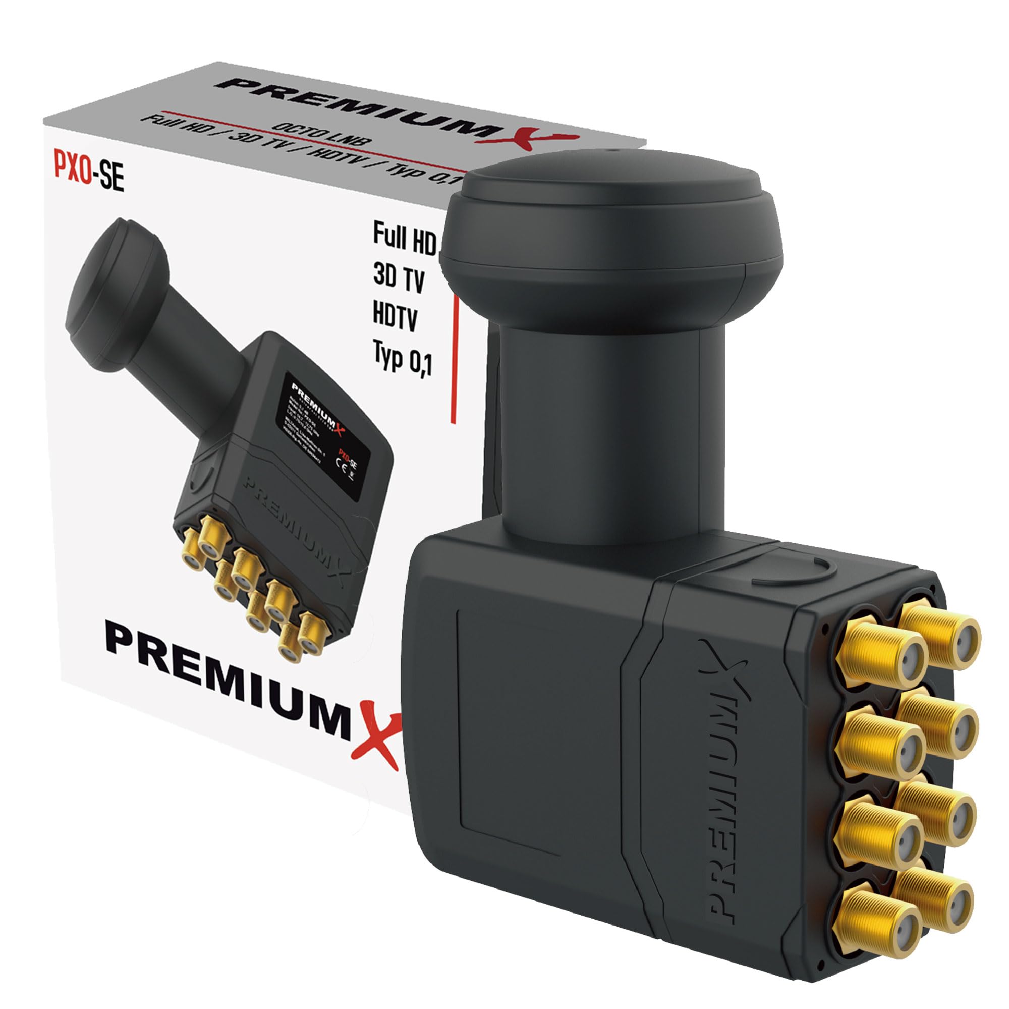 PremiumX Octo LNB 4K for 8 participants Direct SAT 8-way LNC 0.1dB Digital HDTV FullHD 3D UHD HD