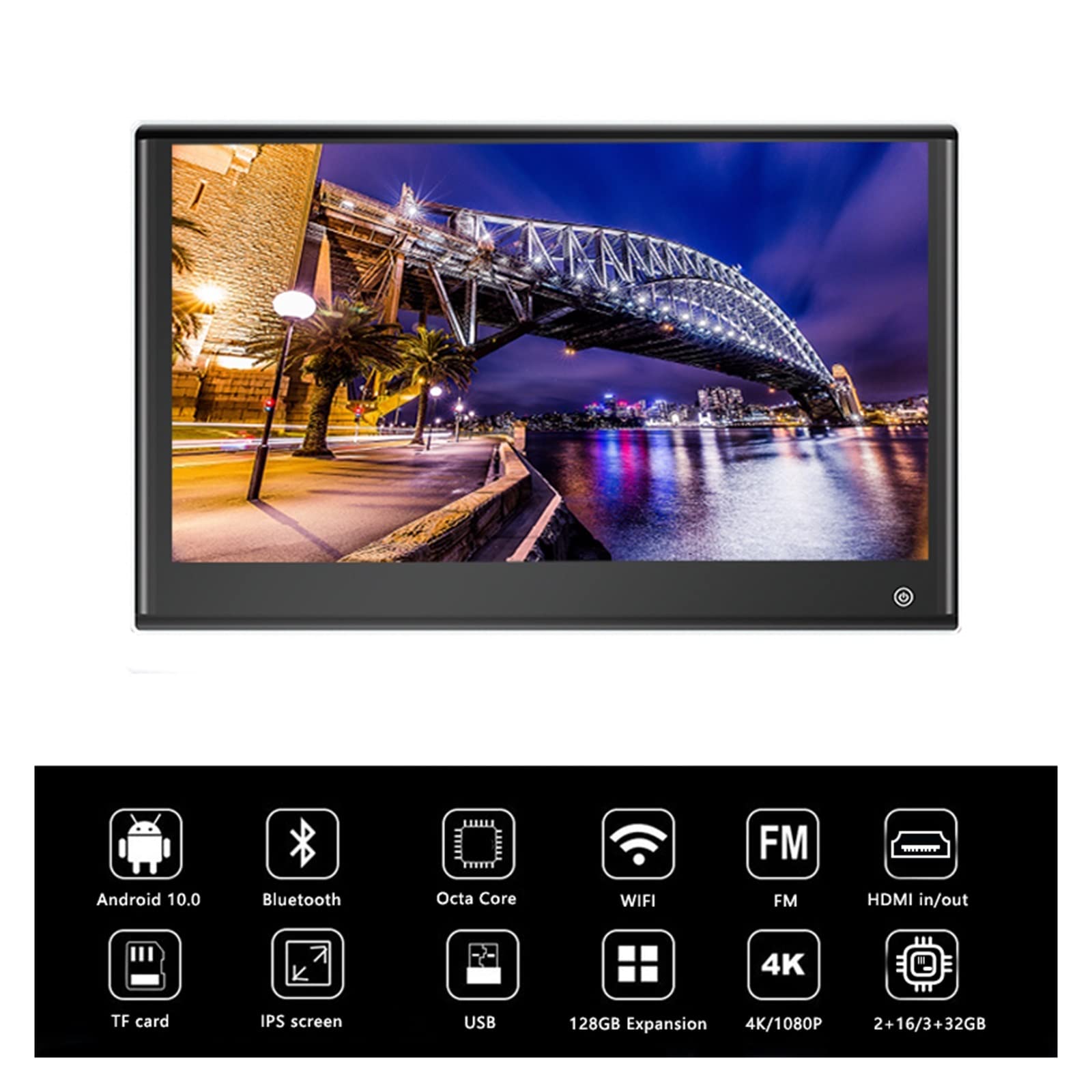 3 + 32GB monitor montowany za zagłówkiem samochodu ekran dotykowy 4K 1080P 11/12/13 Cal tylne siedzenie samochodowy odtwarzacz wideo Out(332 Black 13 inch 2)