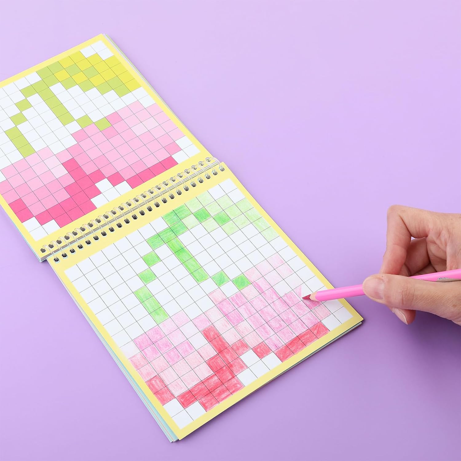 Depesche 13872 Create Your Pixel Picture - Colouring Book with 24 Pages for Repainting Pixel Motifs, for Colouring Individual Squares with Ring Binding