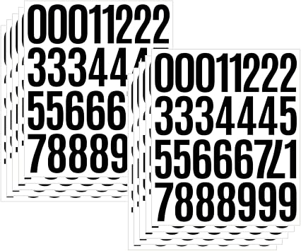 10 Sheets Vinyl Mailbox Number Stickers - Self-Adhesive Address Labels for Cars, House Doors, Windows & Metal Mailboxes Black, 2 inch
