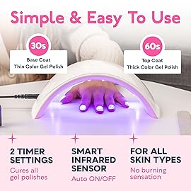 SUNUV UV LED Nail Lamp, Nail Dryer for Gel Polish UV Light for Nails with Sensor 2 Timers SUN9C Pink Gift for Women Girls