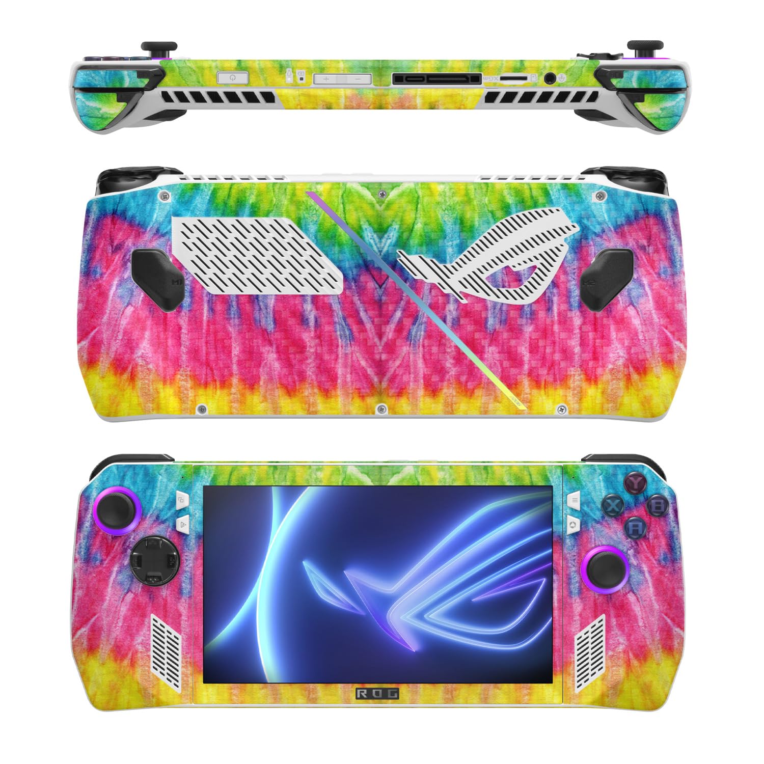 MightySkins Carbon Fiber Skin Compatible with Asus ROG Ally - Tie Dye 2 | Protective, Durable Textured Carbon Fiber Finish | Easy to Apply, Remove, and Change Style
