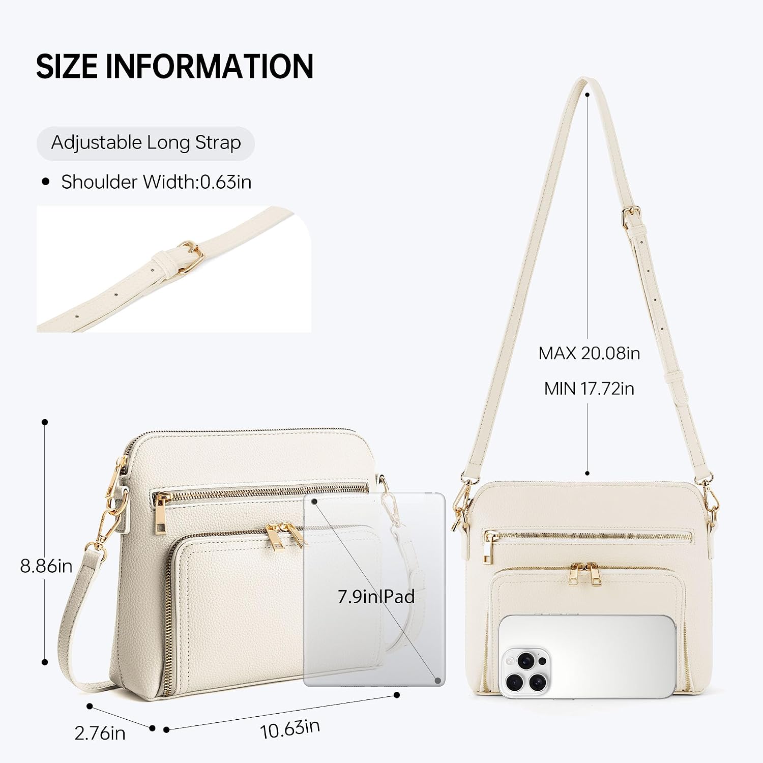 Small Purses for Women Crossbody with Built in Wallets White