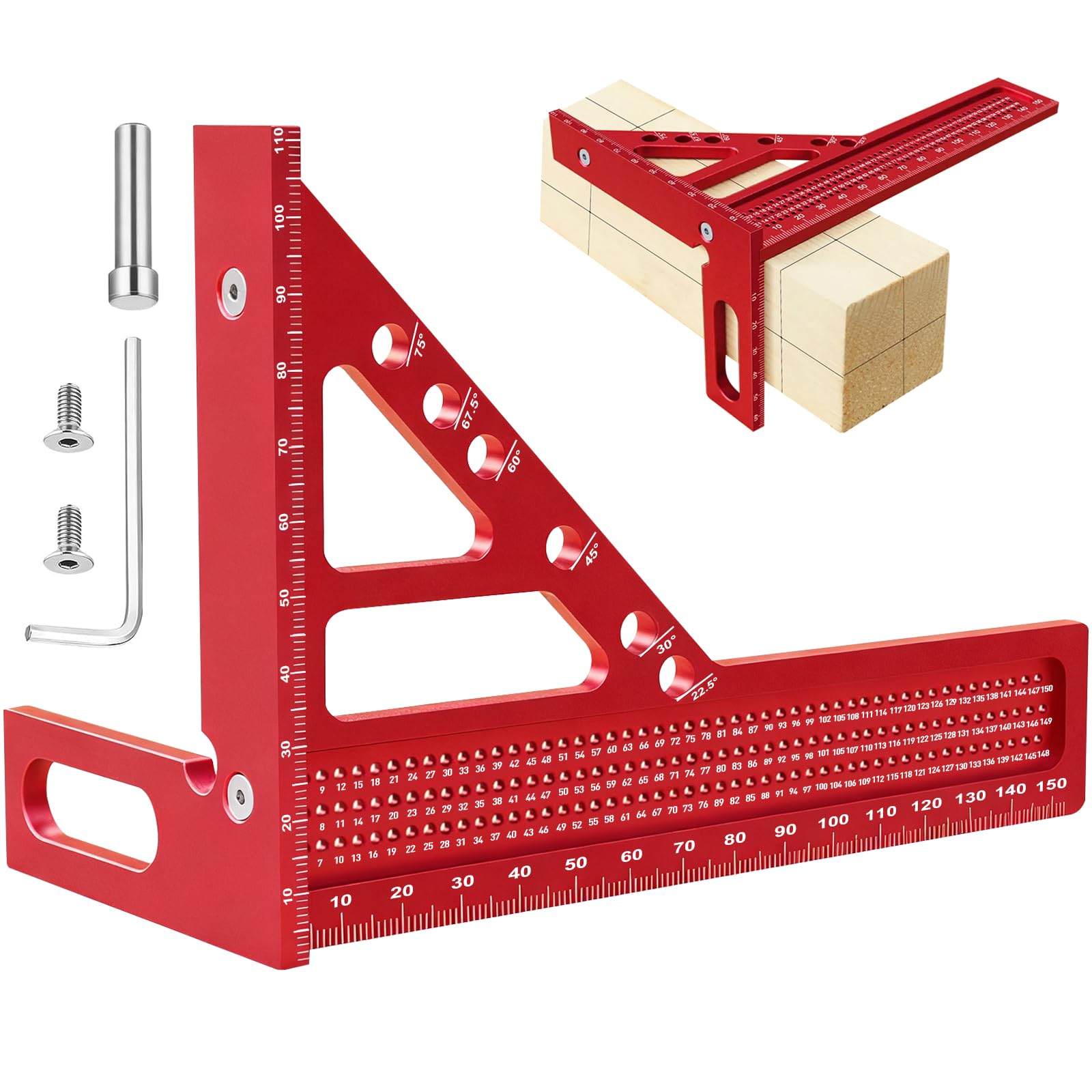 3D Multi Angle Carpenter Square, Precise Carpenter Square, Multifunctional Aluminium, 22.5-90° Triangle Carpenter Ruler, An Ideal Measuring Tool for Carpenters and Handymen