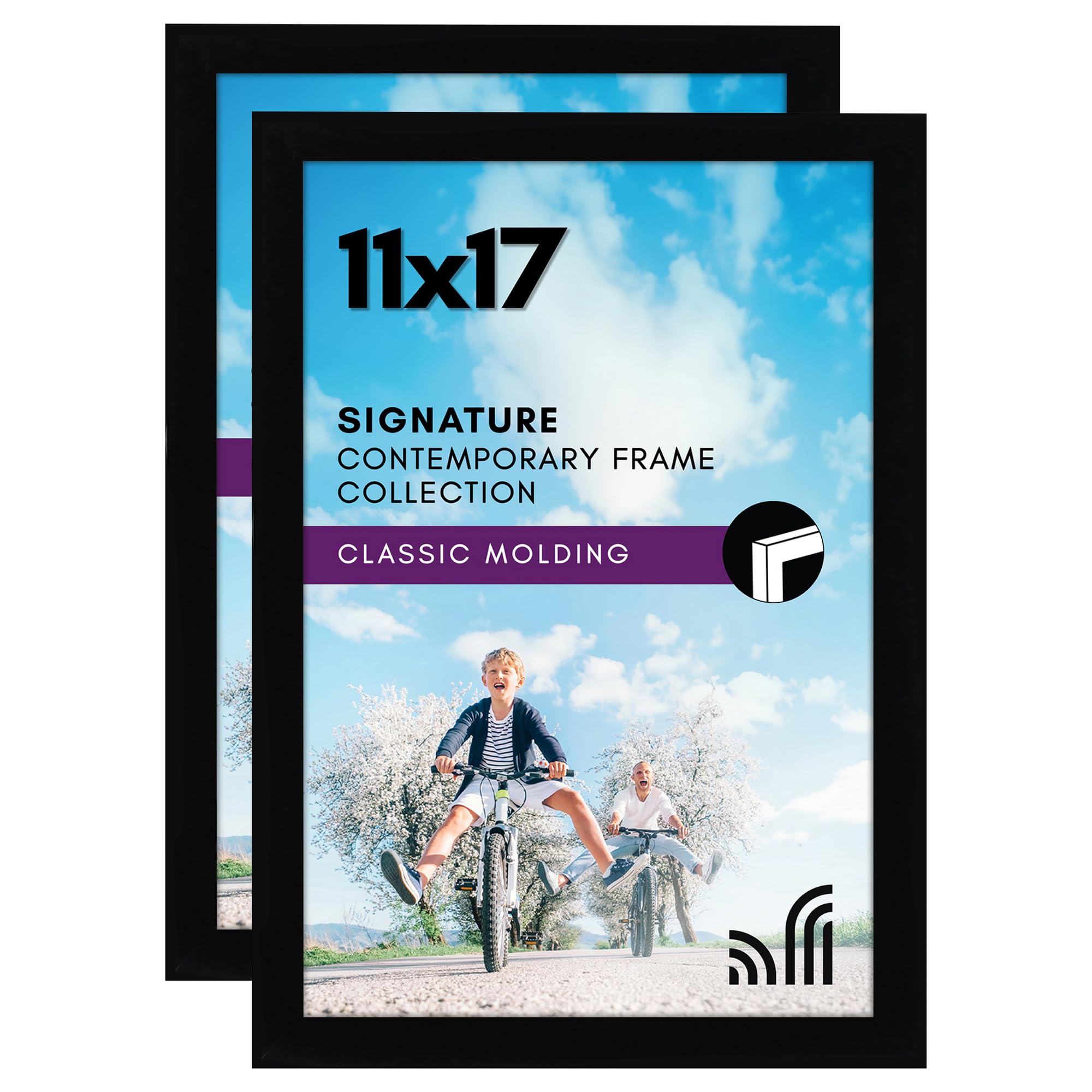 11x17 Picture Frame with Shatter-Resistant Glass - Set of 2 - Signature Collection - Gallery-Style Frames Made of Engineered Wood - Picture Frames for Wall Display - Black