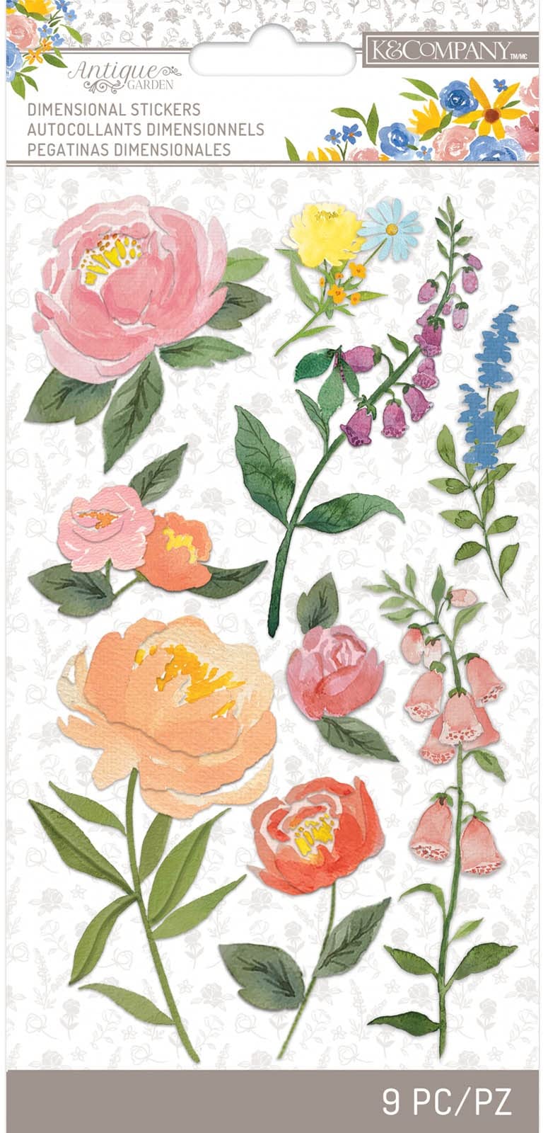K&Co Vellum Emboss STICKR BLM, Floral Blooms