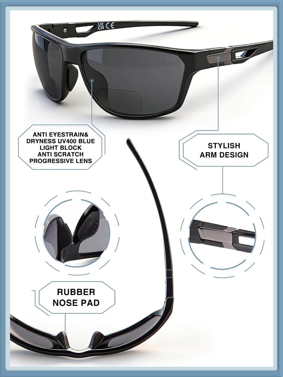 LianSan Sports Bifocal Reading Sunglasses for Men Women,Unbreakable Wide Fit Sun Readers with UV400 Protection for Outdoor(2 Colors,2.5x)