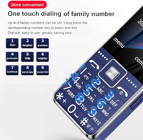 Miniatura 7 de Cuifati Teléfono para personas mayores desbloqueado, 2G GSM Senior actualización de teléfono celular LCD de 2.4 pulgadas, una llamada clave, anillo,