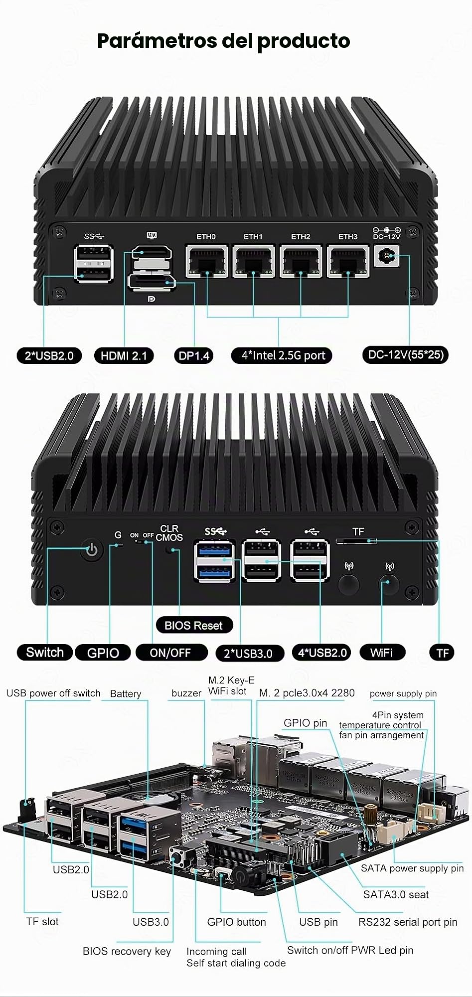 Firewall Appliance Mini PC, Intel Celeron N100 Quad Core 4xIntel I226 2.5G Ethernet VPN Router PC AES-NI HDMI DP