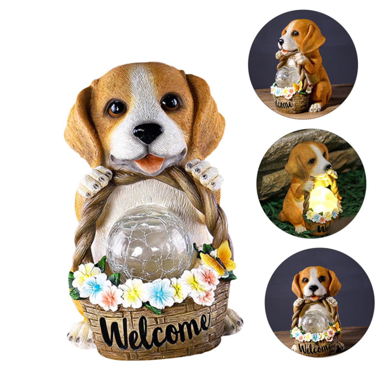 Solar Hundestatue aus Kunstharz für Garten, 1 Stück | Schickes Dekoobjekt für Außen, Farbbeständig, Geschenkidee für Gartenliebhaber