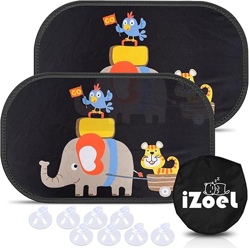 MOVINPE Parasol para auto para bebés y niños, 2 unidades, adhesivo estático para ventana lateral, parasol trasero universal de 80GSM con 8 ventosas