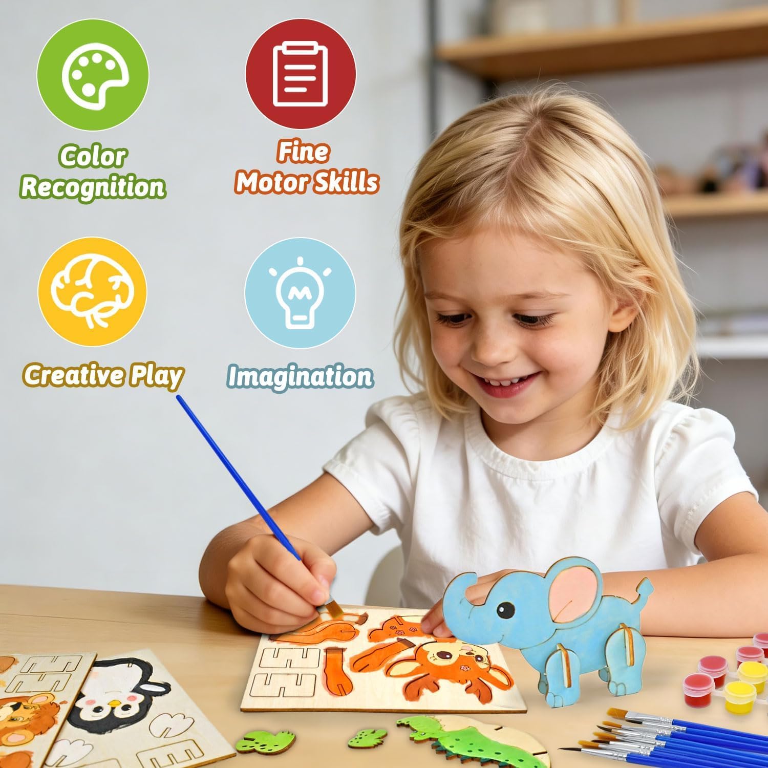 Vileafy Kit d'artisanat en bois brut 3D facile et créatif pour les jours de pluie et les activités d'été pour enfants de 4 à 8 ans et 8 à 12 ans
