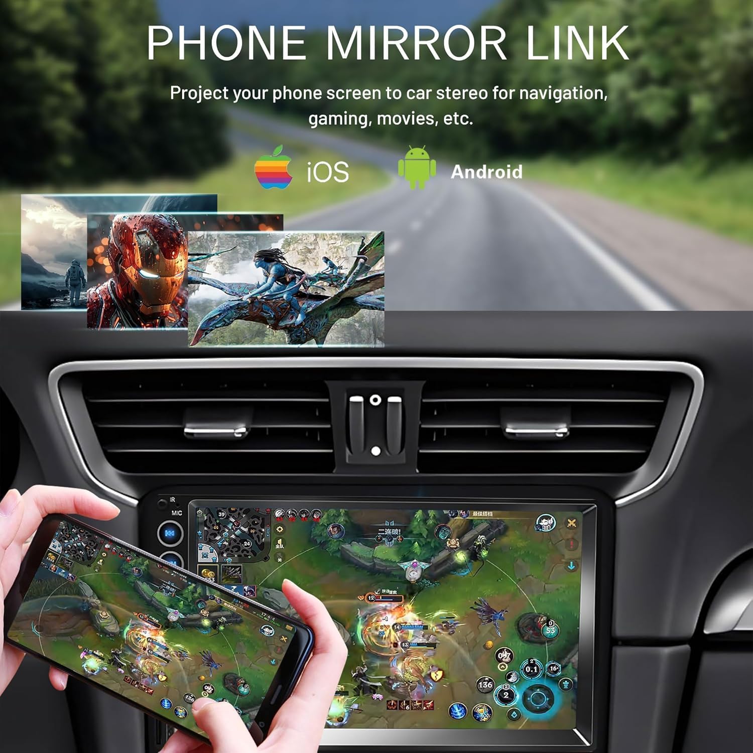 Double Din Car Stereo, 7 Inch HD Touch Screen Car Radio with Backup Camera, Support Mirror Link, AM/FM, Bluetooth/USB/TF/AUX/SWC