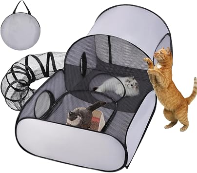 Foldable Pet Play Pen, Cat Playpen For Dog, Portable Dog Cat Crate Tent For Puppies Kittens, Pet Cage For Travel Camping