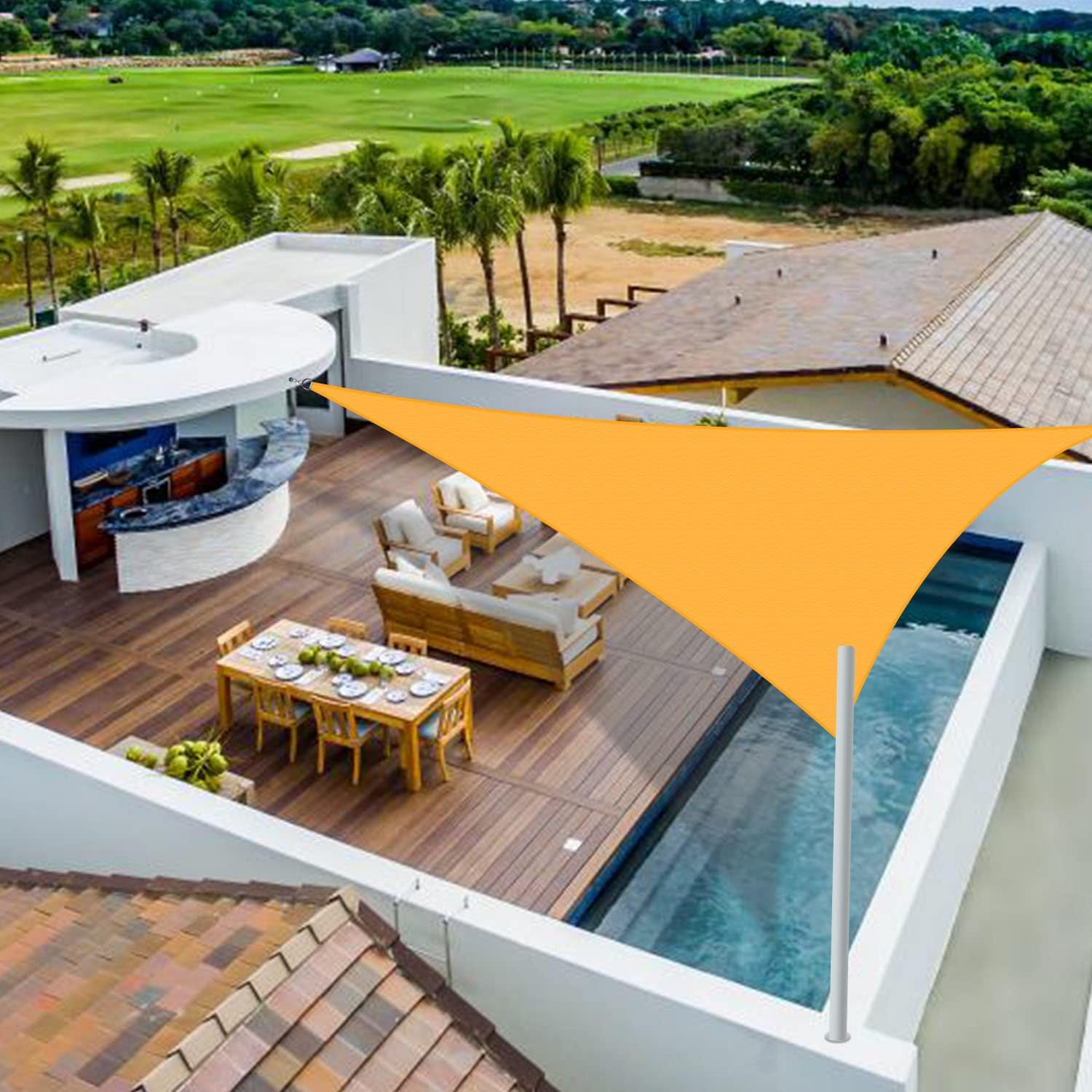 Sun Shade Sail Waterproof Right Triangle 10' x 10' x 15' Shade Sails 95% UV Blocker Sunshade Patio Carport Awning in Color Goose Yellow 3 Years Warranty (Available for Custom Sizes)