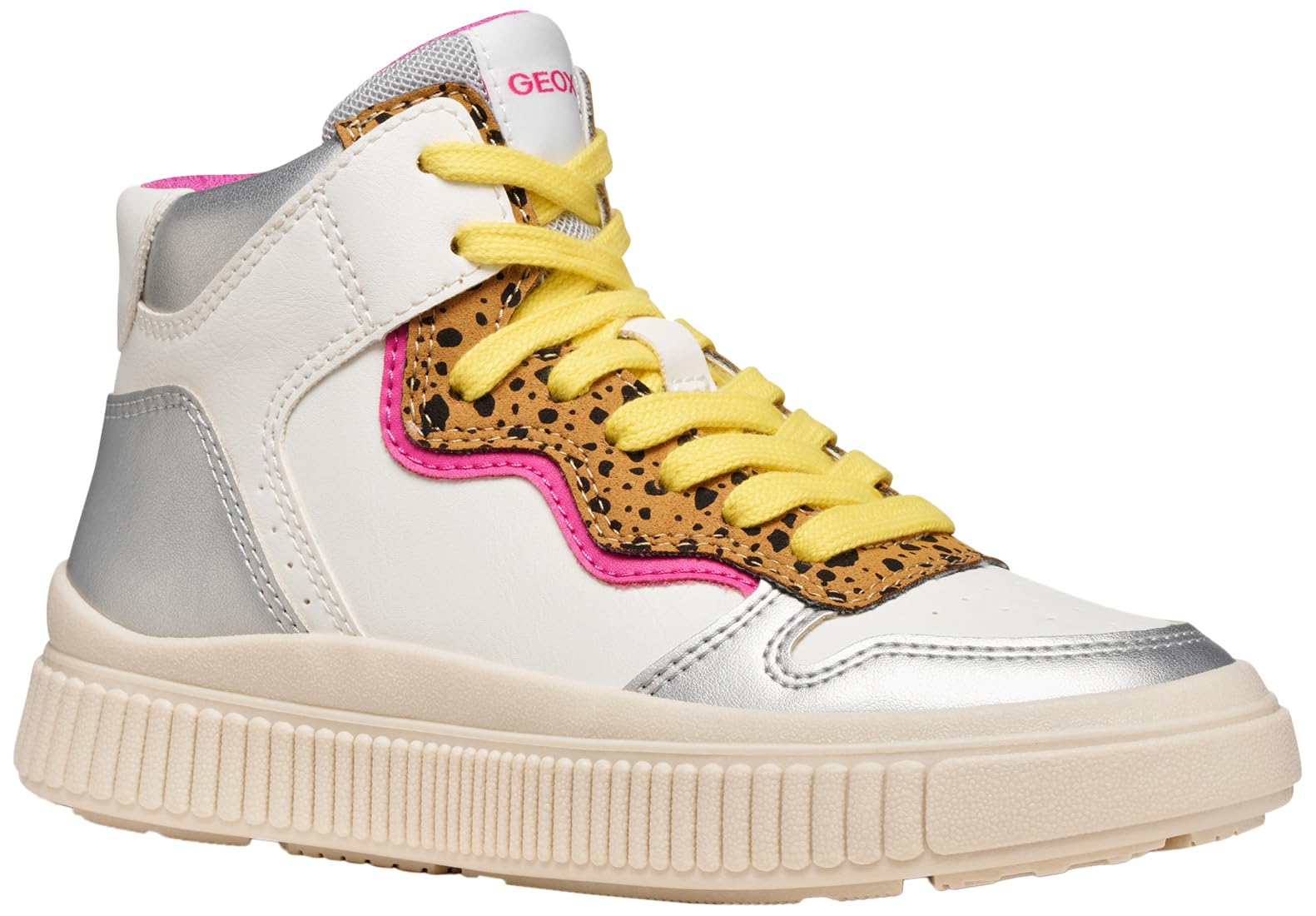 Geox J LAQUINNY Girl Sneaker, White/Fuchsia, 11.5 UK Child