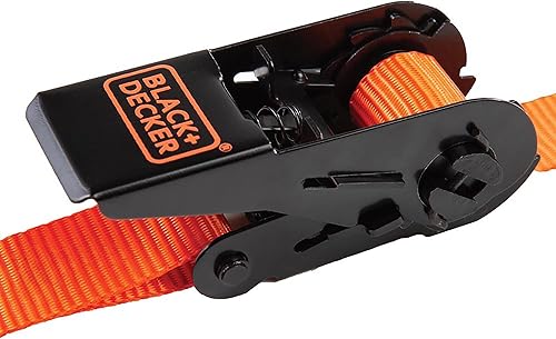 Miniatura 9 de BLACK+DECKER BD1005 Black/Orange 1" x 10' Correas de amarre con trinquete - Carga de trabajo segura de 300 libras / Resistencia a la rotura de 900