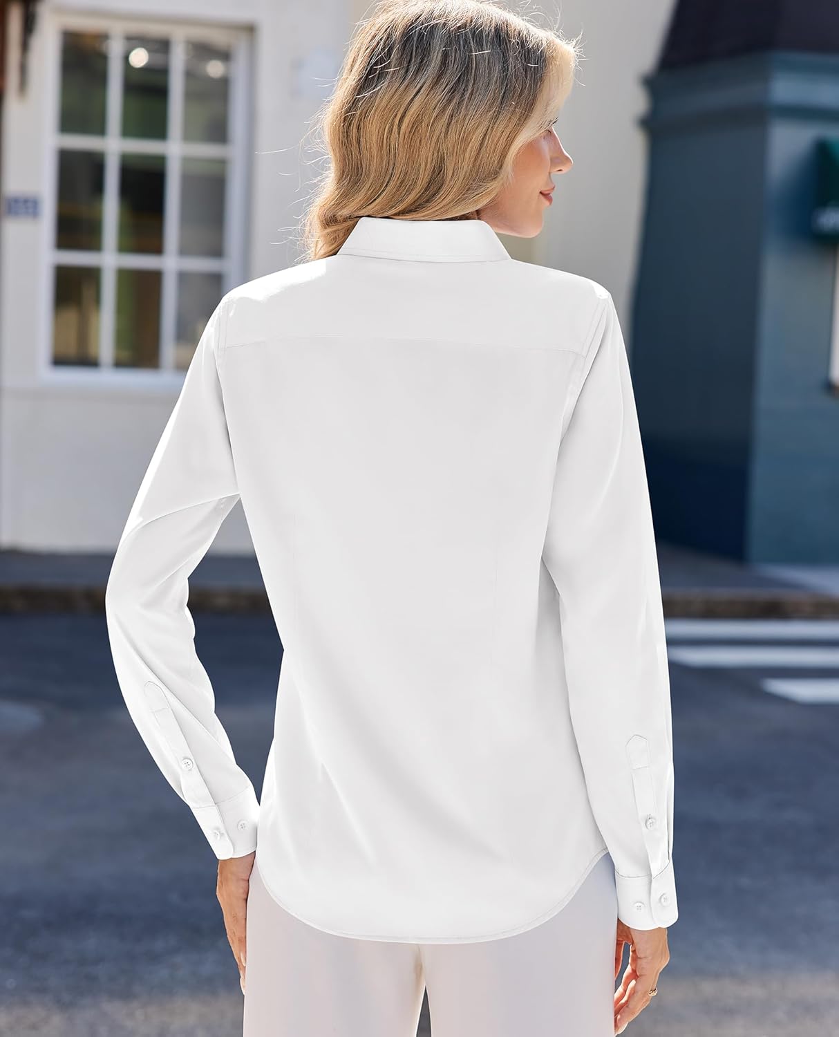 siliteelon Women Button Down Shirts Dress Shirts Long Sleeve Classic-Fit Cotton - Image 3