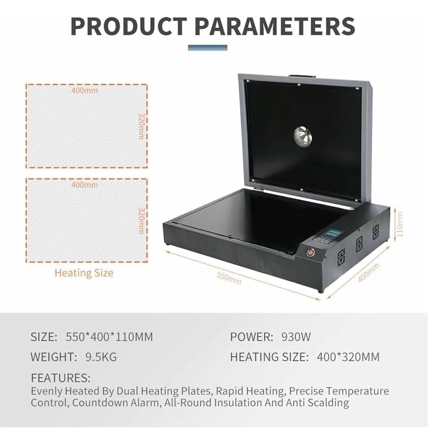 Impresora Dtf PortáTil A3 Con Doble Calentamiento, MáQuina De Curado Dtf, Horno Secador Dtf De 930 W, 0-200 °C Y 1-999 S, Pantalla Digital, ImpresióN De PelíCula De Transferencia TéRmica Para Ropa Diy