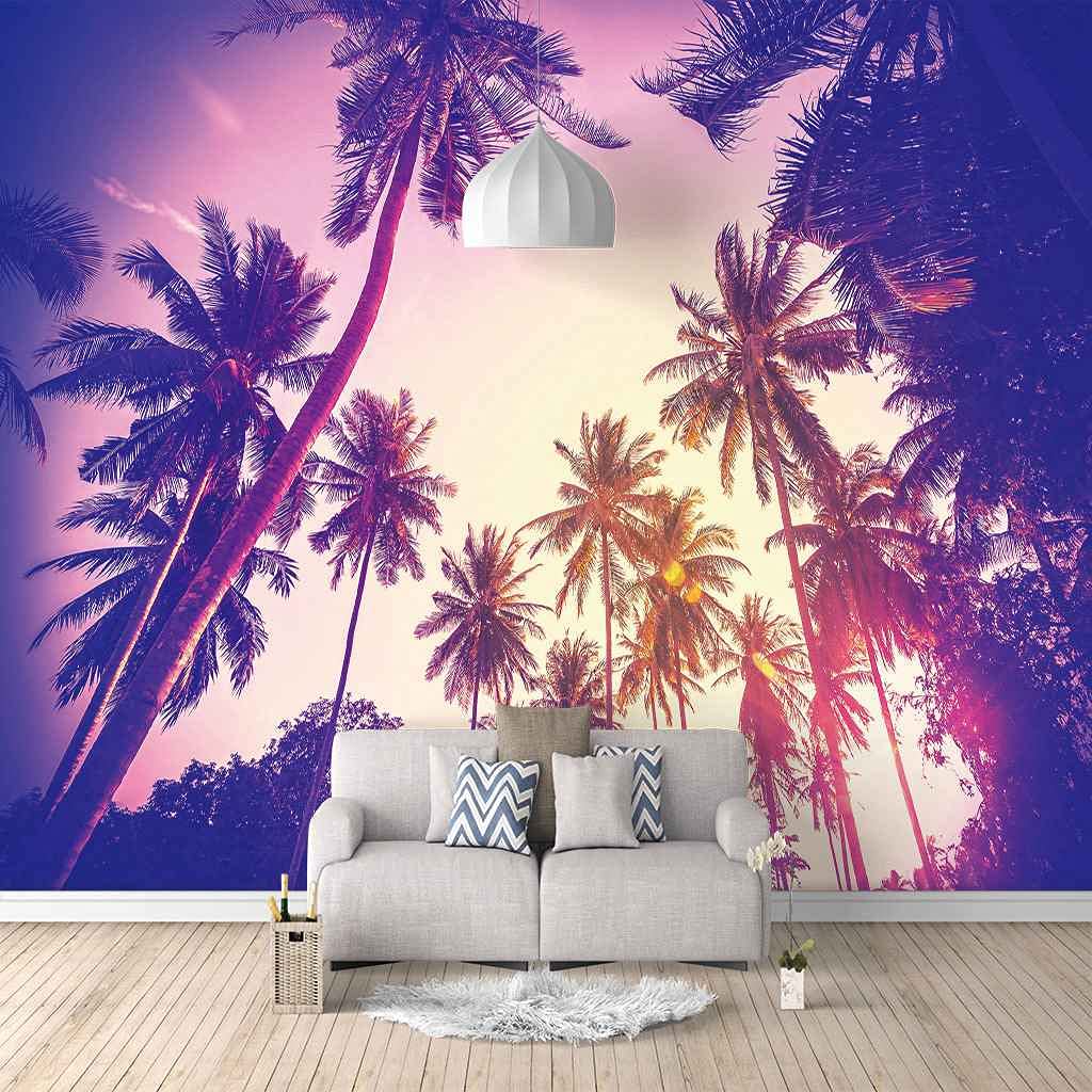 Décoration murale poster grand format coucher de soleil tropical 3D