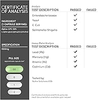 Vista 6 de Alpha GPC - Suplemento cerebral de colina para acetilcolina (60 unidades, porciones de 600 mg) Fórmula avanzada de memoria, enfoque y apoyo