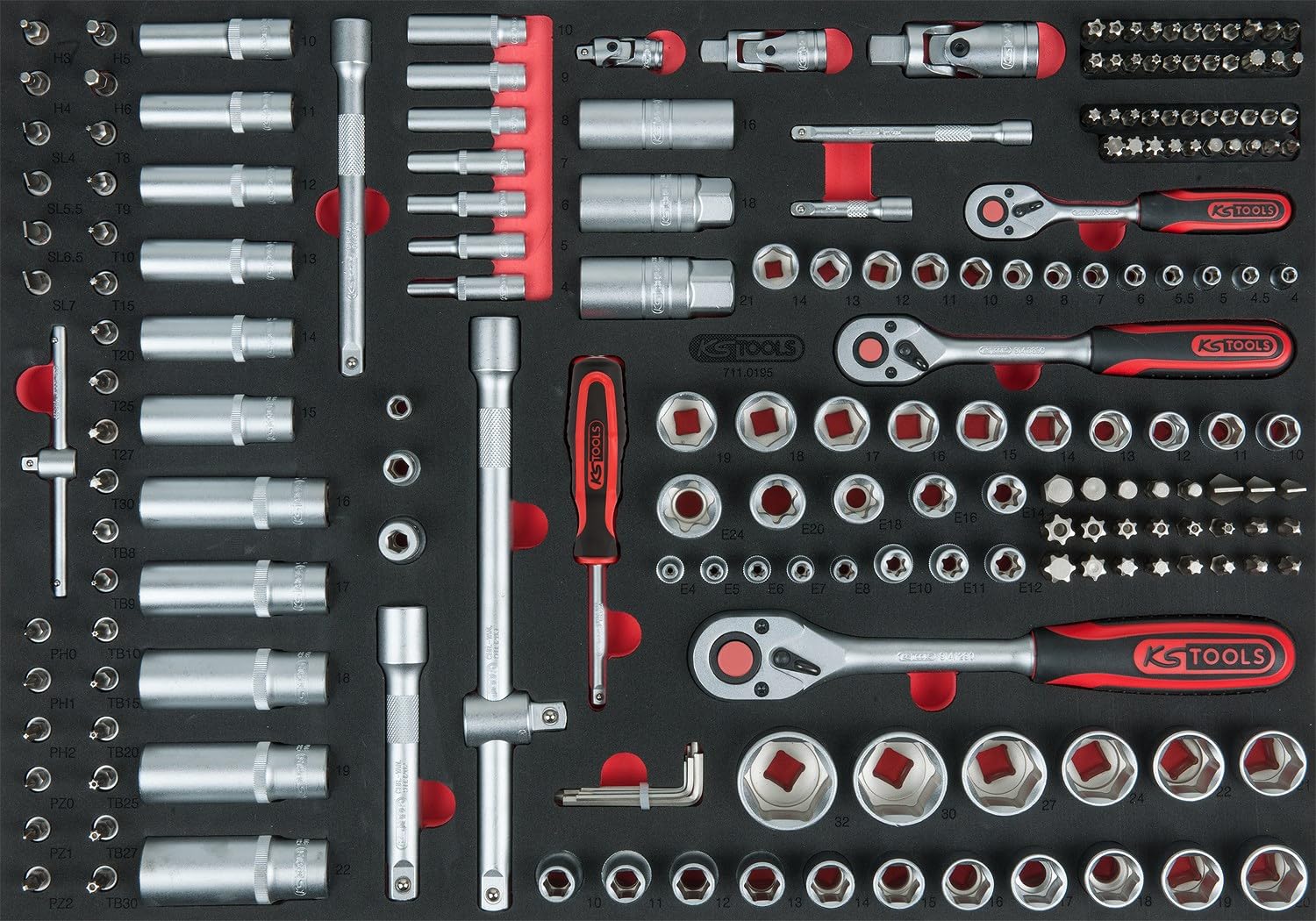 KS Tools 1/4'+3/8'+1/2' Steckschlüssel-Satz, 195-tlg. in 1/1 Systemeinlage
