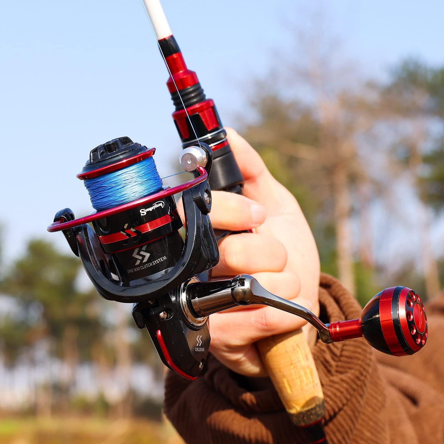 Sougayilang Fishing Pole, 30-Ton Carbon Fiber Fishing Rod and Reel Combo, 2 Pcs Blanks Spinning Reel Combos
