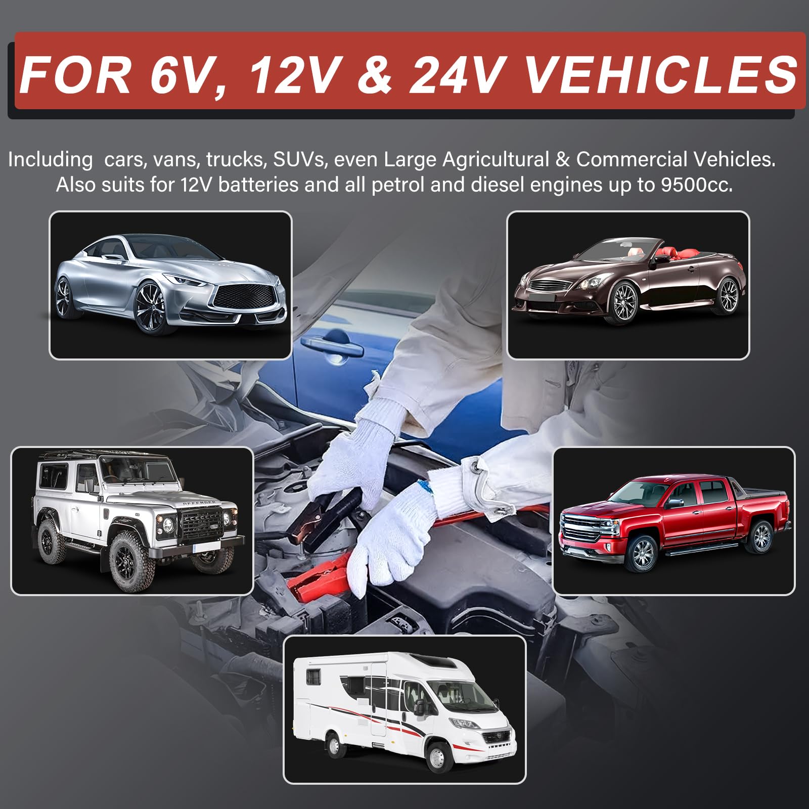 Câbles de démarrage de calibre 2/0, 7,6 m, 5000 A, câble de démarrage robuste pour voiture, camionnette, camion, câbles de démarrage automobile pour démarrage de batteries mortes et faibles, transfère