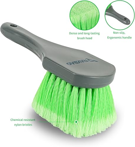 Miniatura 2 de RAYBAO Cepillo para ruedas y neumáticos, cepillo de lavado de autos para borde de automóvil, cepillo de limpieza de cuero de pelo de caballo para