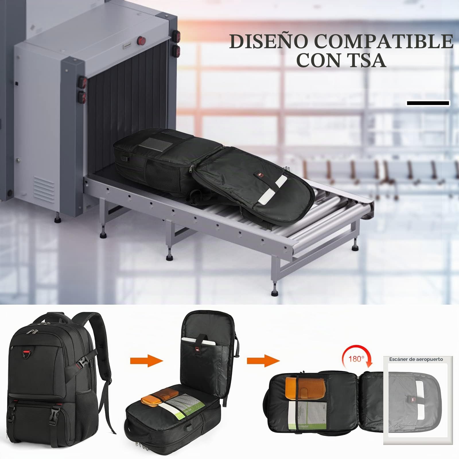 NEWHEY Mochila Portátil 17.3 Pulgadas con Compartimento Isotérmico para Almuerzo y Puerto USB Mochila Nevera Hombre Impermeable Bolsa Termica Mujer Trabajo Viaje Escolares Picnic Negro