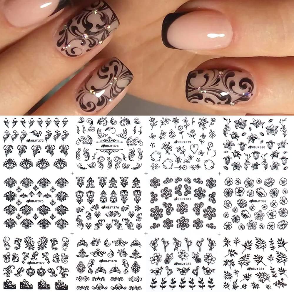 30 Sheets Colorful Flower Nail Art Stickers Cute Kids Nail Stickers for Nail Art, 3D Self-Adhesive Colorful Ocean Glitter Floral Fruit Heart Decals for Women and Girl Manicure Decoration Accessories
